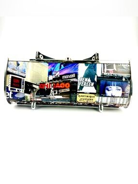 Hard Case Magazine Clutch With Times Square Print in Multicolor